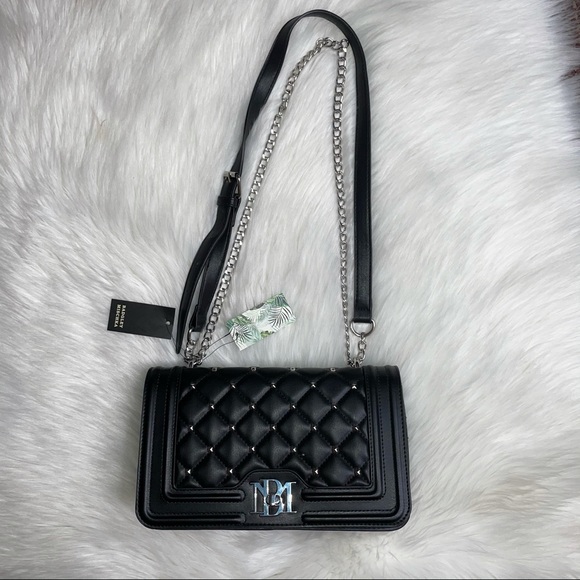 Badgley Mischka black studded quilted purse - Picture 4 of 16